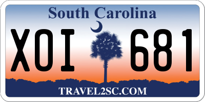 SC license plate XOI681