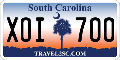 SC license plate XOI700