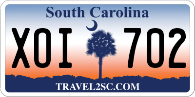 SC license plate XOI702