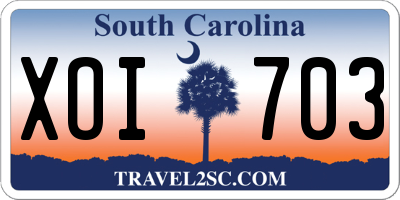 SC license plate XOI703