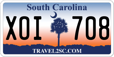 SC license plate XOI708