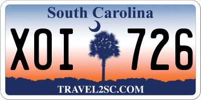 SC license plate XOI726