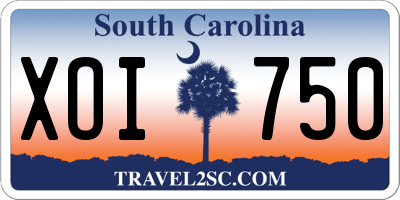SC license plate XOI750
