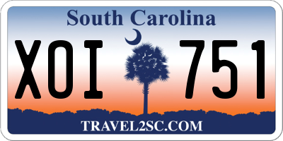 SC license plate XOI751