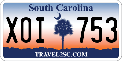 SC license plate XOI753