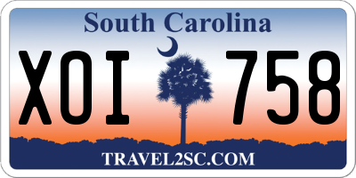 SC license plate XOI758