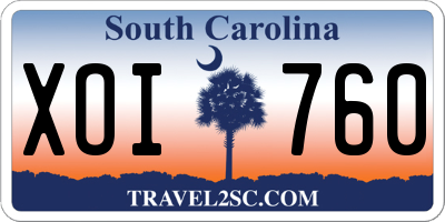 SC license plate XOI760