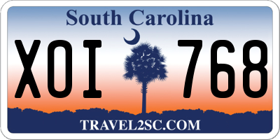 SC license plate XOI768