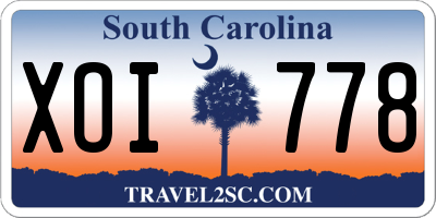 SC license plate XOI778