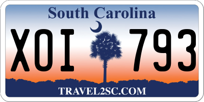 SC license plate XOI793