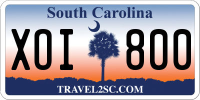 SC license plate XOI800