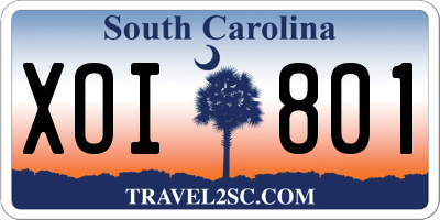 SC license plate XOI801