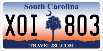 SC license plate XOI803