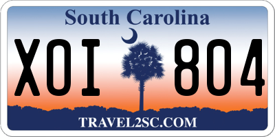 SC license plate XOI804