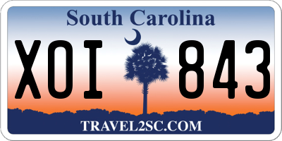SC license plate XOI843