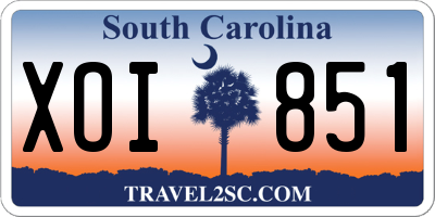 SC license plate XOI851