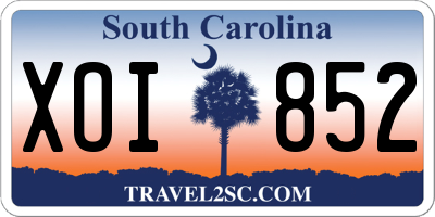SC license plate XOI852