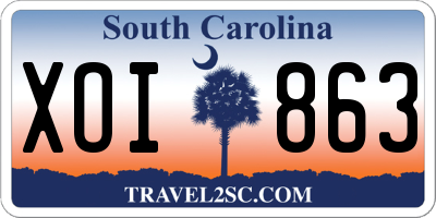 SC license plate XOI863