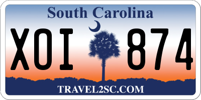 SC license plate XOI874