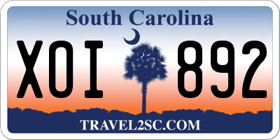 SC license plate XOI892