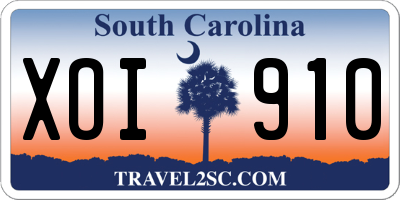 SC license plate XOI910
