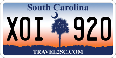 SC license plate XOI920