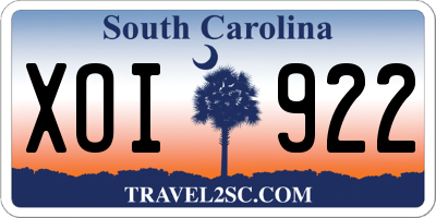 SC license plate XOI922