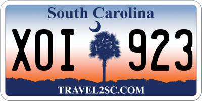 SC license plate XOI923