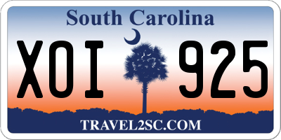 SC license plate XOI925