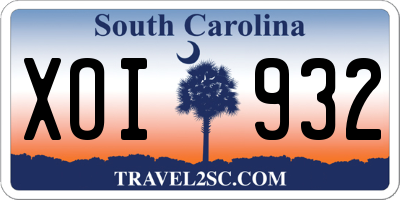 SC license plate XOI932
