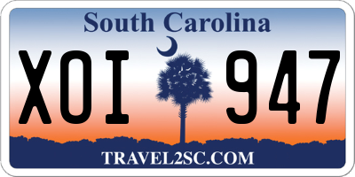 SC license plate XOI947