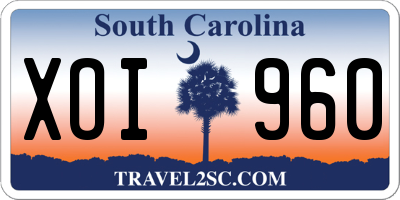 SC license plate XOI960