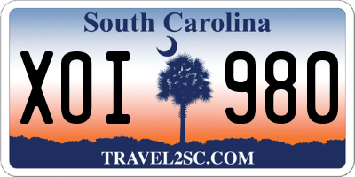 SC license plate XOI980