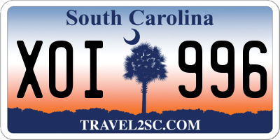 SC license plate XOI996