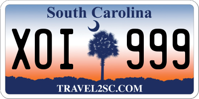 SC license plate XOI999