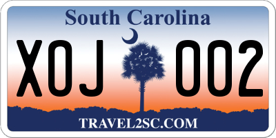 SC license plate XOJ002