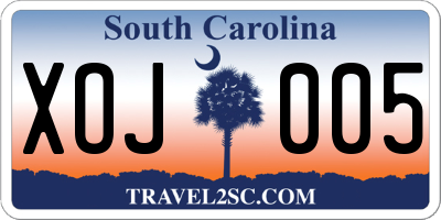 SC license plate XOJ005