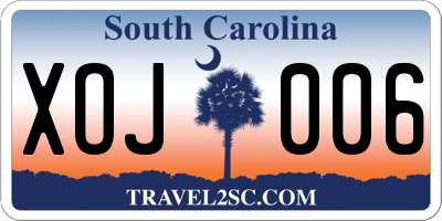 SC license plate XOJ006