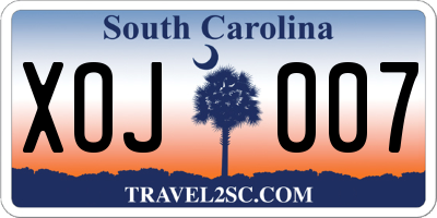 SC license plate XOJ007