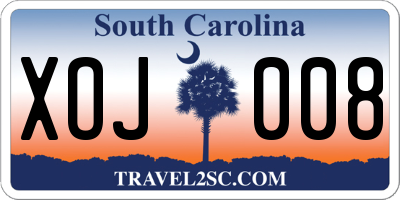 SC license plate XOJ008