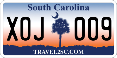 SC license plate XOJ009