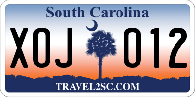SC license plate XOJ012
