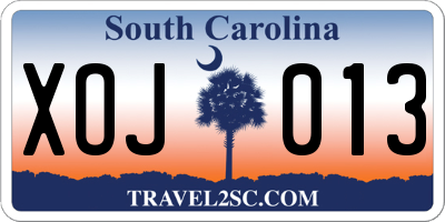 SC license plate XOJ013