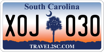 SC license plate XOJ030