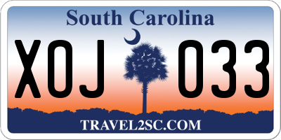 SC license plate XOJ033