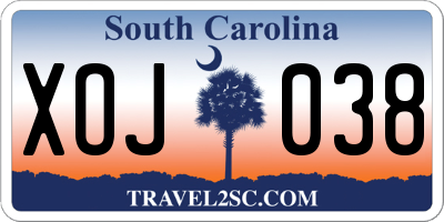 SC license plate XOJ038