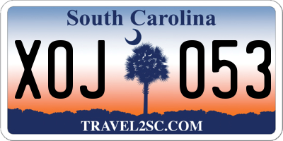 SC license plate XOJ053