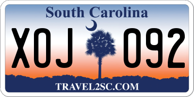 SC license plate XOJ092