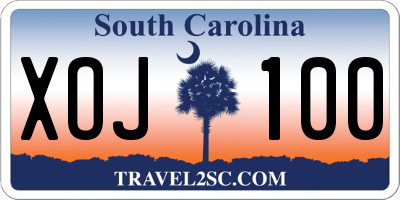 SC license plate XOJ100