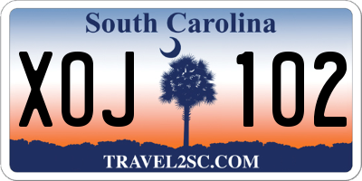 SC license plate XOJ102